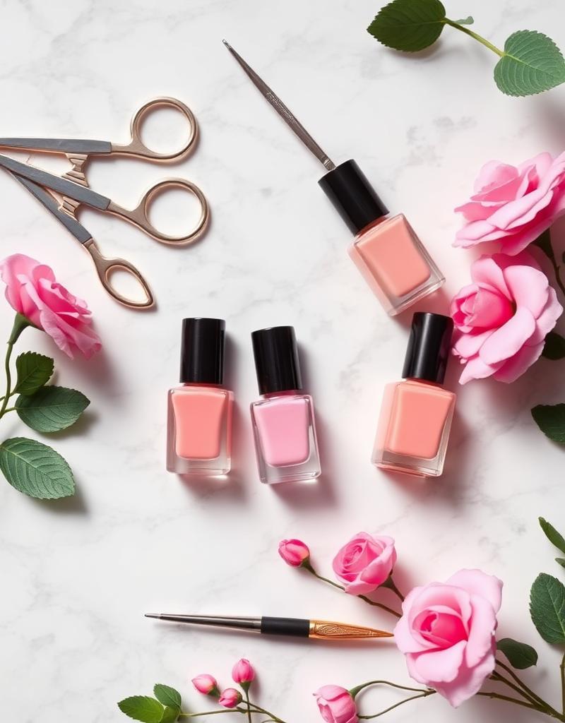 Manicure tools flatlay